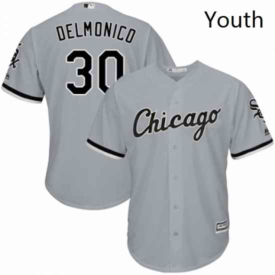 Youth Majestic Chicago White Sox 30 Nicky Delmonico Replica Grey Road Cool Base MLB Jersey